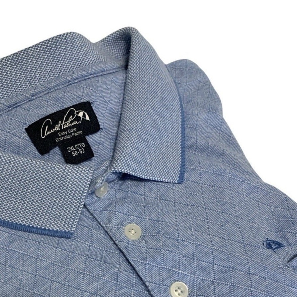 VTG Arnold Palmer Short Sleeve Golf Polo 2XL Blue Argyle Diamond 90s Retro
